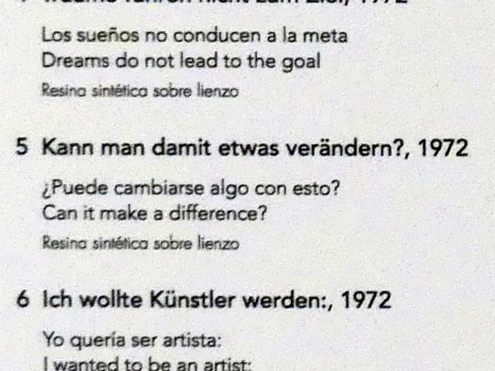 Jörg Immendorff (1965–2007), Kann man damit etwas verändern?, Madrid, Museo Reina Sofía, Ausstellung "Jörg Immendorff - The Task of the Painter" vom 30.10.2019-13.04.2020, Saal 2, 1972, Bild 2/2