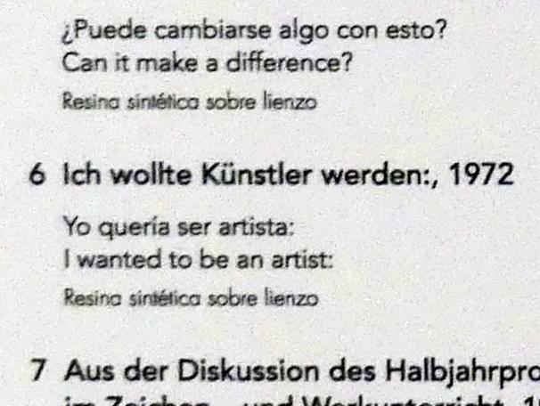 Jörg Immendorff (1965–2007), Ich wollte Künstler werden:, Madrid, Museo Reina Sofía, Ausstellung "Jörg Immendorff - The Task of the Painter" vom 30.10.2019-13.04.2020, Saal 2, 1972, Bild 2/2