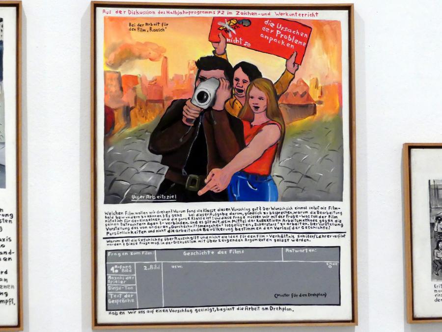 Jörg Immendorff (1965–2007), Aus der Diskussion des Halbjahrprogramms 72, im Zeichen - und Werkunterricht, Madrid, Museo Reina Sofía, Ausstellung "Jörg Immendorff - The Task of the Painter" vom 30.10.2019-13.04.2020, Saal 2, 1972