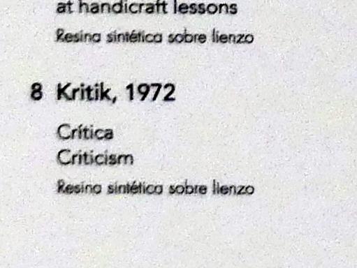 Jörg Immendorff (1965–2007), Kritik, Madrid, Museo Reina Sofía, Ausstellung "Jörg Immendorff - The Task of the Painter" vom 30.10.2019-13.04.2020, Saal 2, 1972, Bild 2/2