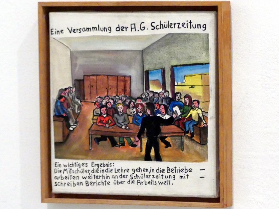 Jörg Immendorff (1965–2007), Eine Versammlung der A.G. Schülerzeitung, Madrid, Museo Reina Sofía, Ausstellung "Jörg Immendorff - The Task of the Painter" vom 30.10.2019-13.04.2020, Saal 2, 1972