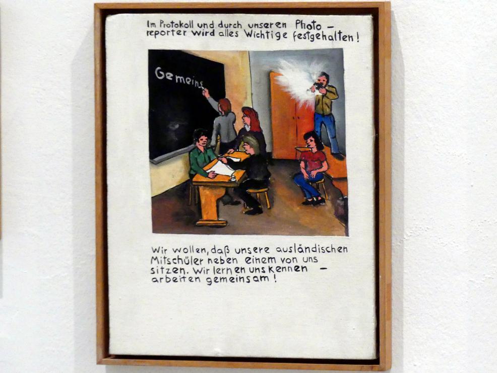 Jörg Immendorff (1965–2007), Im Protokoll und durch unseren Photo-Report wird alles Wichtige festgehalten!, Madrid, Museo Reina Sofía, Ausstellung "Jörg Immendorff - The Task of the Painter" vom 30.10.2019-13.04.2020, Saal 2, 1972