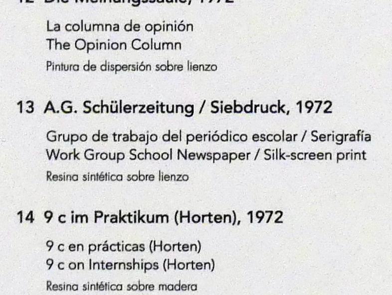 Jörg Immendorff (1965–2007), A.G. Schülerzeitung / Siebdruck, Madrid, Museo Reina Sofía, Ausstellung "Jörg Immendorff - The Task of the Painter" vom 30.10.2019-13.04.2020, Saal 2, 1972, Bild 2/2