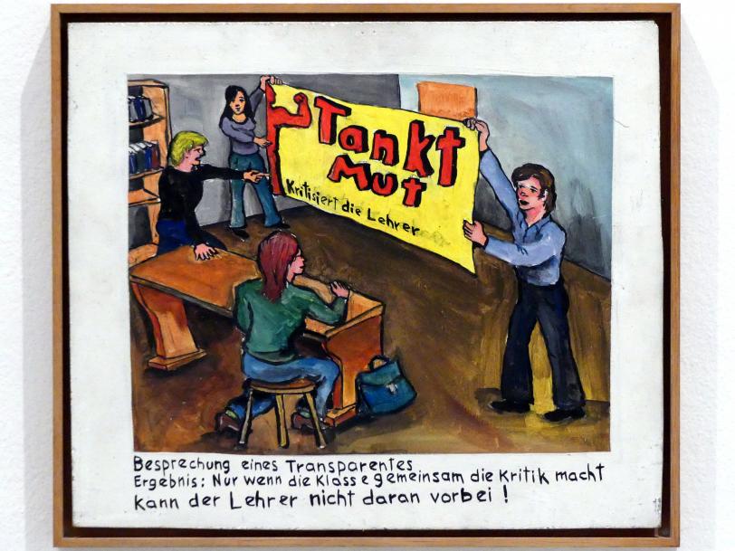 Jörg Immendorff (1965–2007), Besprechung eines Transparents, Madrid, Museo Reina Sofía, Ausstellung "Jörg Immendorff - The Task of the Painter" vom 30.10.2019-13.04.2020, Saal 2, 1972