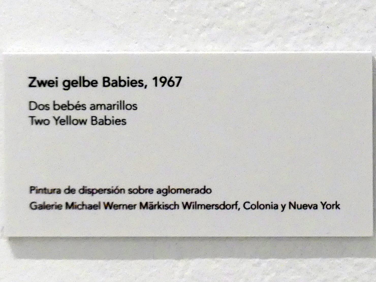 Jörg Immendorff (1965–2007), Zwei gelbe Babies, Madrid, Museo Reina Sofía, Ausstellung "Jörg Immendorff - The Task of the Painter" vom 30.10.2019-13.04.2020, Saal 1, 1967, Bild 2/2