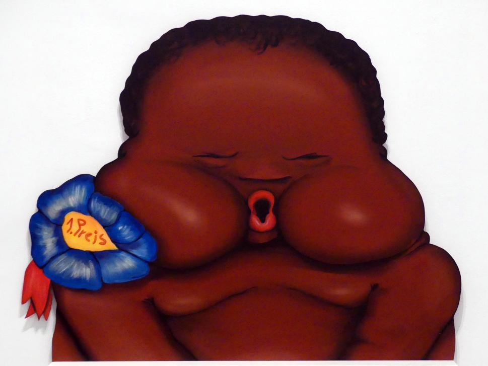 Jörg Immendorff (1965–2007), Braunes Baby mit Board, Madrid, Museo Reina Sofía, Ausstellung "Jörg Immendorff - The Task of the Painter" vom 30.10.2019-13.04.2020, Saal 1, 1966