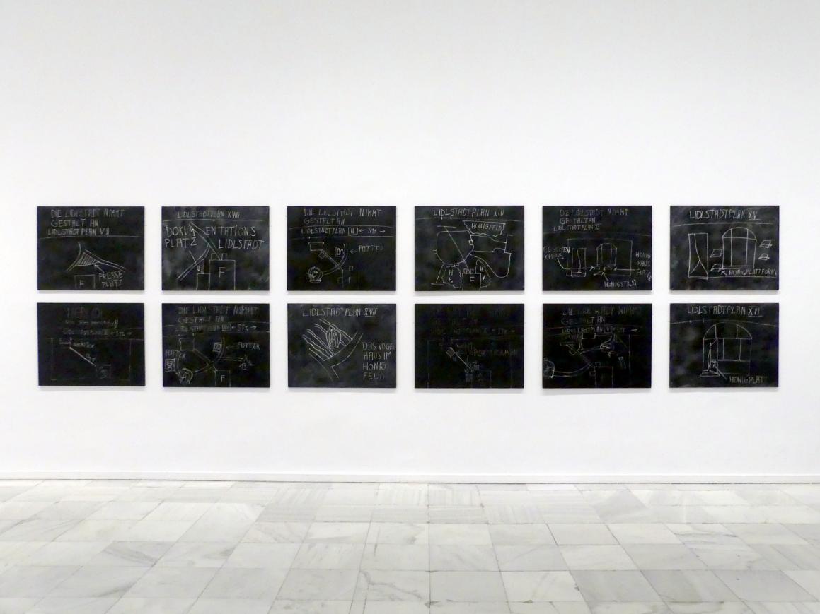 Jörg Immendorff (1965–2007), Die Lidlstadt nimmt Gestalt an, Madrid, Museo Reina Sofía, Ausstellung "Jörg Immendorff - The Task of the Painter" vom 30.10.2019-13.04.2020, Saal 1, 1968