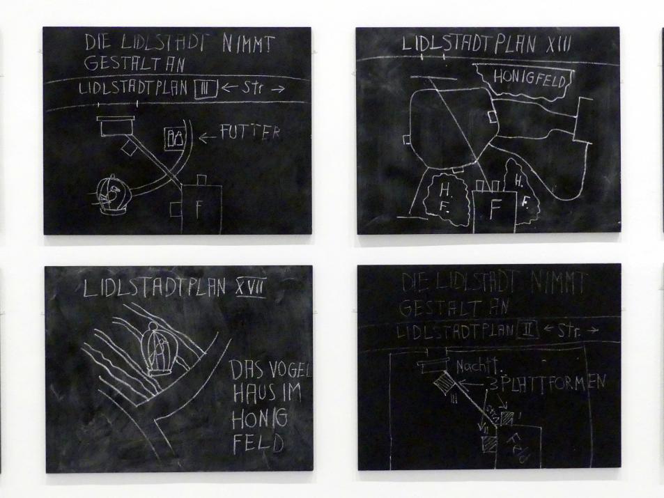 Jörg Immendorff (1965–2007), Die Lidlstadt nimmt Gestalt an, Madrid, Museo Reina Sofía, Ausstellung "Jörg Immendorff - The Task of the Painter" vom 30.10.2019-13.04.2020, Saal 1, 1968, Bild 3/5