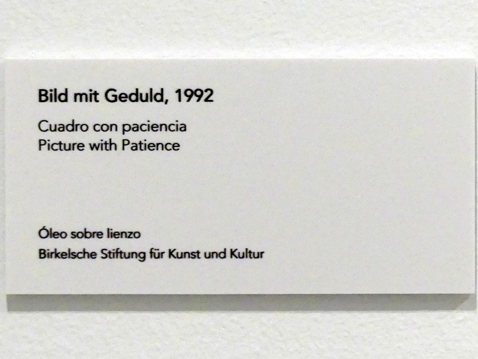 Jörg Immendorff (1965–2007), Bild mit Geduld, Madrid, Museo Reina Sofía, Ausstellung "Jörg Immendorff - The Task of the Painter" vom 30.10.2019-13.04.2020, Saal 8, 1992, Bild 2/2