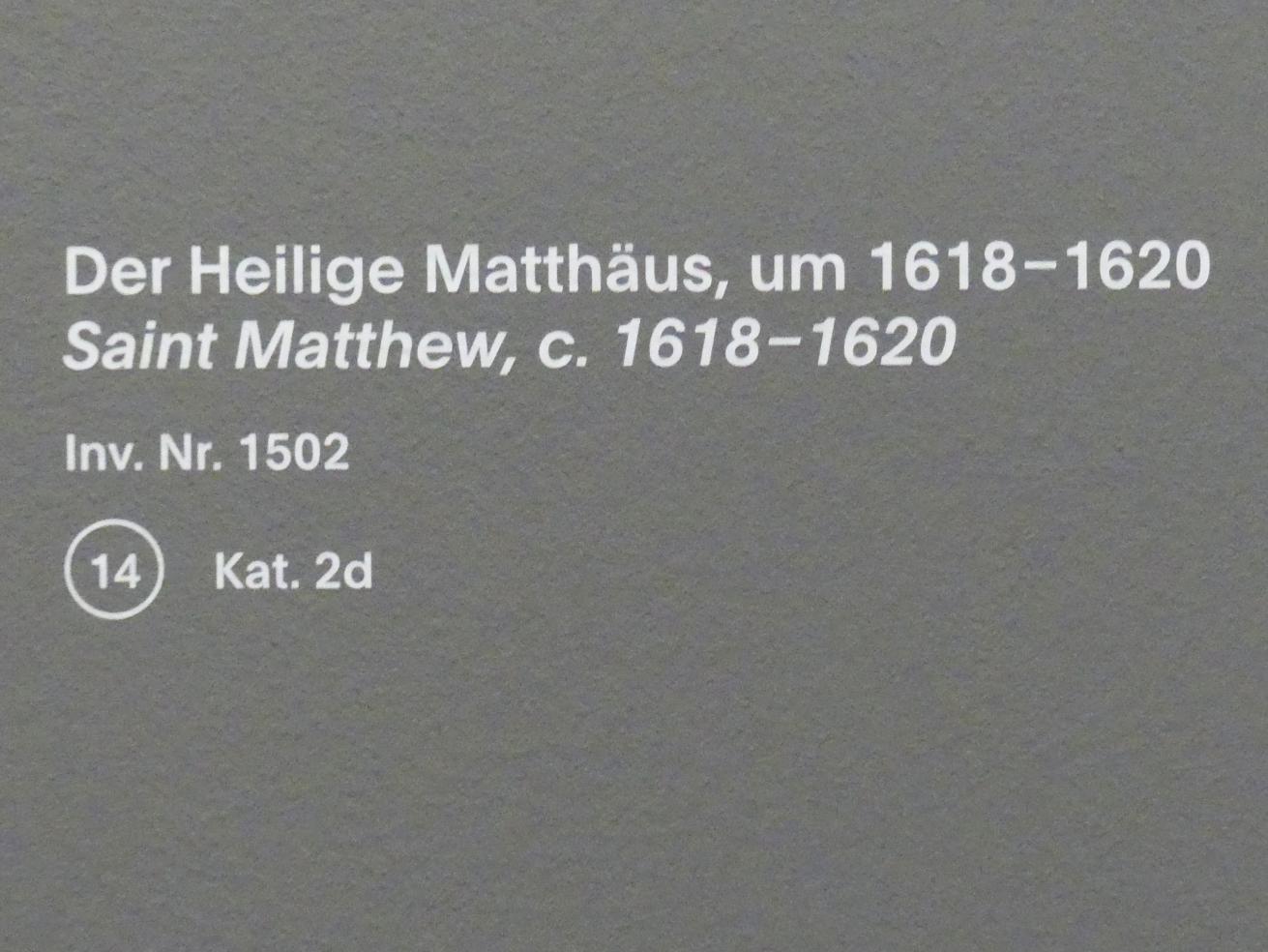 Anthonis (Anton) van Dyck (Werkstatt) (1619–1636), Der Heilige Matthäus, München, Alte Pinakothek, Ausstellung "Van Dyck" vom 25.10.2019-02.02.2020, Die Anfänge - 2, um 1618–1620, Bild 2/2