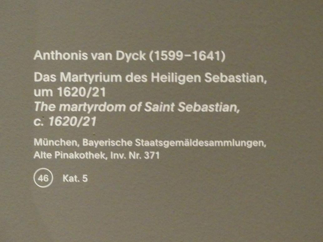 Anthonis (Anton) van Dyck (1614–1641), Das Martyrium des Heiligen Sebastian, München, Alte Pinakothek, Ausstellung "Van Dyck" vom 25.10.2019-02.02.2020, Von Antwerpen nach Italien - 2, um 1620–1621, Bild 3/3