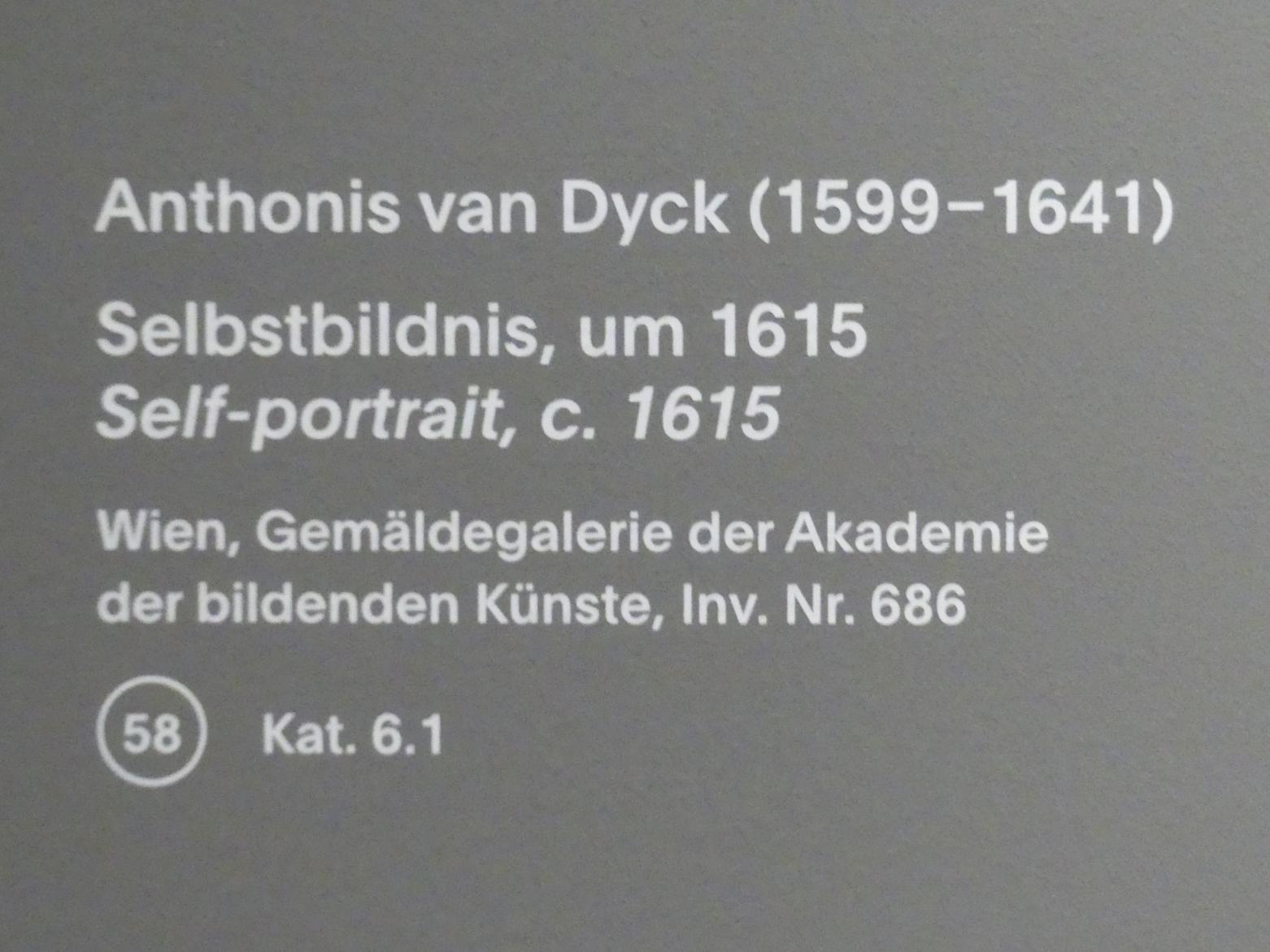 Anthonis (Anton) van Dyck (1614–1641), Selbstbildnis, München, Alte Pinakothek, Ausstellung "Van Dyck" vom 25.10.2019-02.02.2020, Selbstbildnisse und ganzfigurige Porträts - 2, um 1615, Bild 4/4