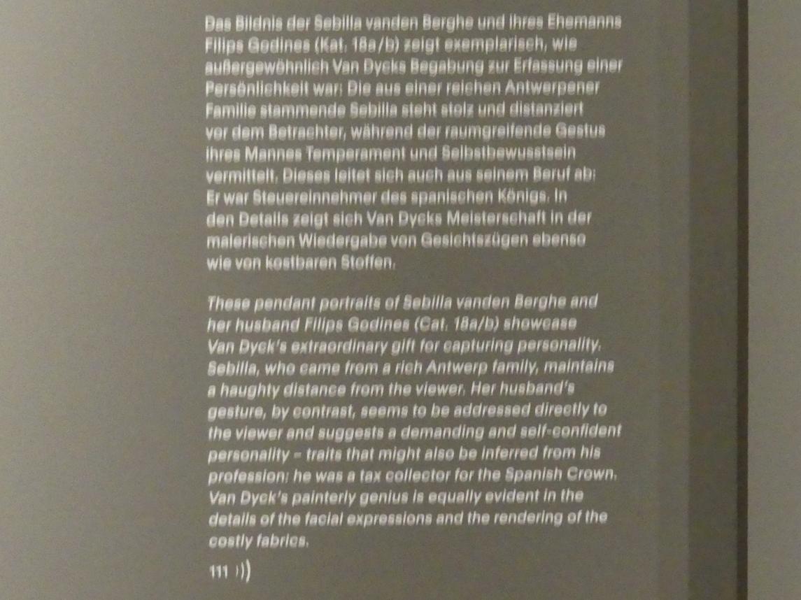 Anthonis (Anton) van Dyck (1614–1641), Sebilla vanden Berghe, München, Alte Pinakothek, Ausstellung "Van Dyck" vom 25.10.2019-02.02.2020, Selbstbildnisse und ganzfigurige Porträts - 3, um 1630, Bild 3/3