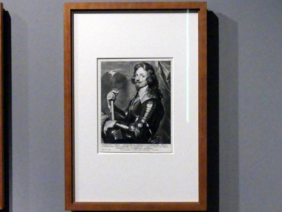 Paulus Pontius (Undatiert), François Thomas von Savoyen-Carignan, 2. Zustand, München, Alte Pinakothek, Ausstellung "Van Dyck" vom 25.10.2019-02.02.2020, Die "Ikonographie" - 2, Undatiert, Bild 2/3