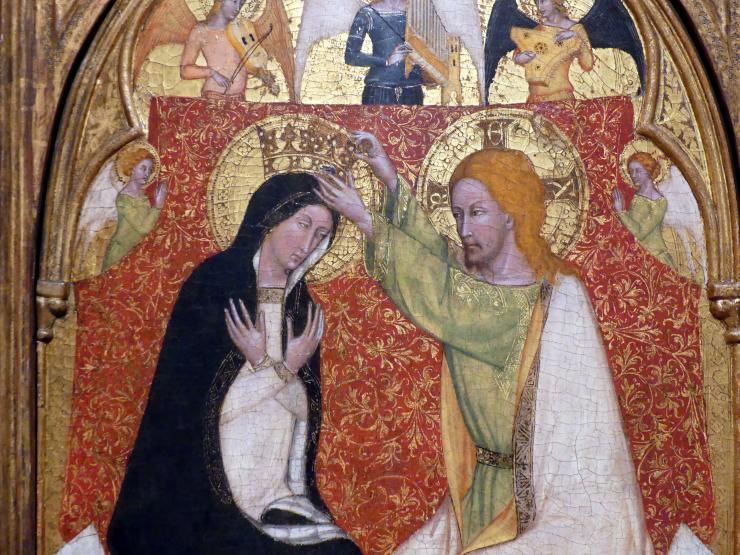 Meister von 1355 (1355), Marienkrönung mit fünf Engeln, Madrid, Museo Thyssen-Bornemisza, Saal 1, italienische Renaissance, 1355, Bild 2/3