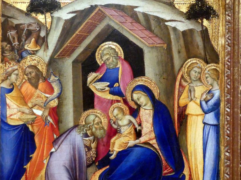 Luca di Tommè (1362–1389), Anbetung der Könige, Madrid, Museo Thyssen-Bornemisza, Saal 1, italienische Renaissance, um 1360–1365, Bild 2/3