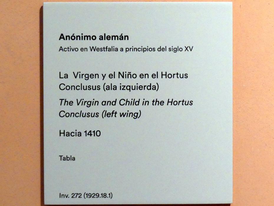 Maria mit Kind im Hortus conclusus, Madrid, Museo Thyssen-Bornemisza, Saal 2, spanische und deutsche Malerei des 15. Jahrhunderts, um 1410, Bild 2/2