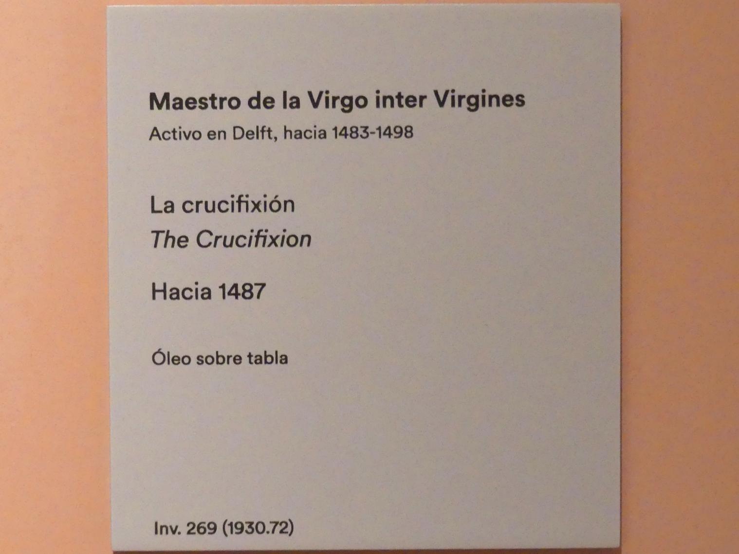 Meister der Virgo inter Virgines (1487), Kreuzigung, Madrid, Museo Thyssen-Bornemisza, Saal 3, niederländische Malerei, um 1487, Bild 2/2