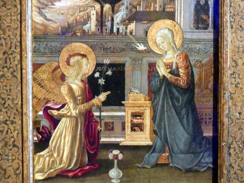 Benedetto Bonfigli (1448–1467), Verkündigung an Maria, Madrid, Museo Thyssen-Bornemisza, Saal 4, italienische Malerei des 15. Jahrhunderts, um 1455, Bild 2/3