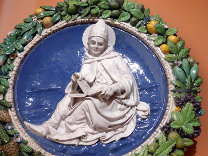 Andrea della Robbia (1465–1525), Heiliger Augustinus, Madrid, Museo Thyssen-Bornemisza, Saal 6, Galeria Villahermosa, um 1490, Bild 2/5