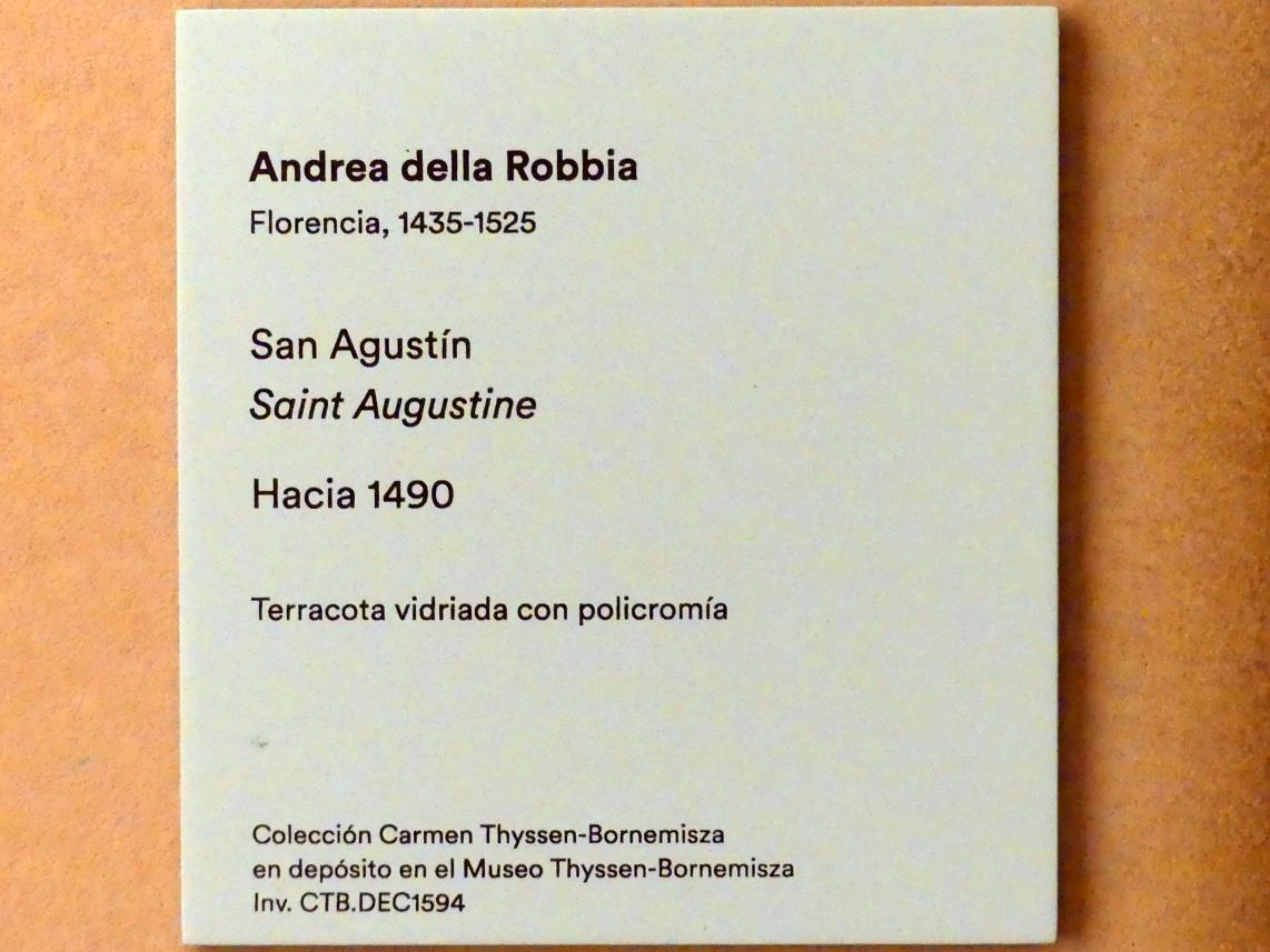 Andrea della Robbia (1465–1525), Heiliger Augustinus, Madrid, Museo Thyssen-Bornemisza, Saal 6, Galeria Villahermosa, um 1490, Bild 5/5