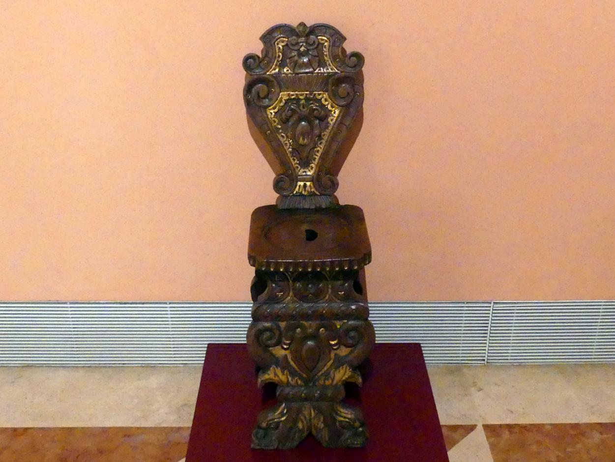 Sgabello (italienischer Hocker), Madrid, Museo Thyssen-Bornemisza, Saal 6, Galeria Villahermosa, um 1500, Bild 2/4