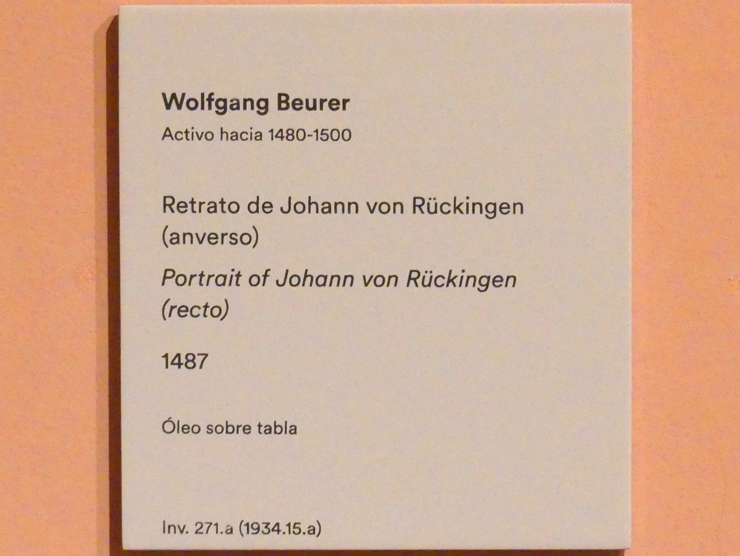 Wolfgang Beurer (1487–1497), Porträt des Johann von Rückingen, Madrid, Museo Thyssen-Bornemisza, Saal 6, Galeria Villahermosa, 1487, Bild 2/2
