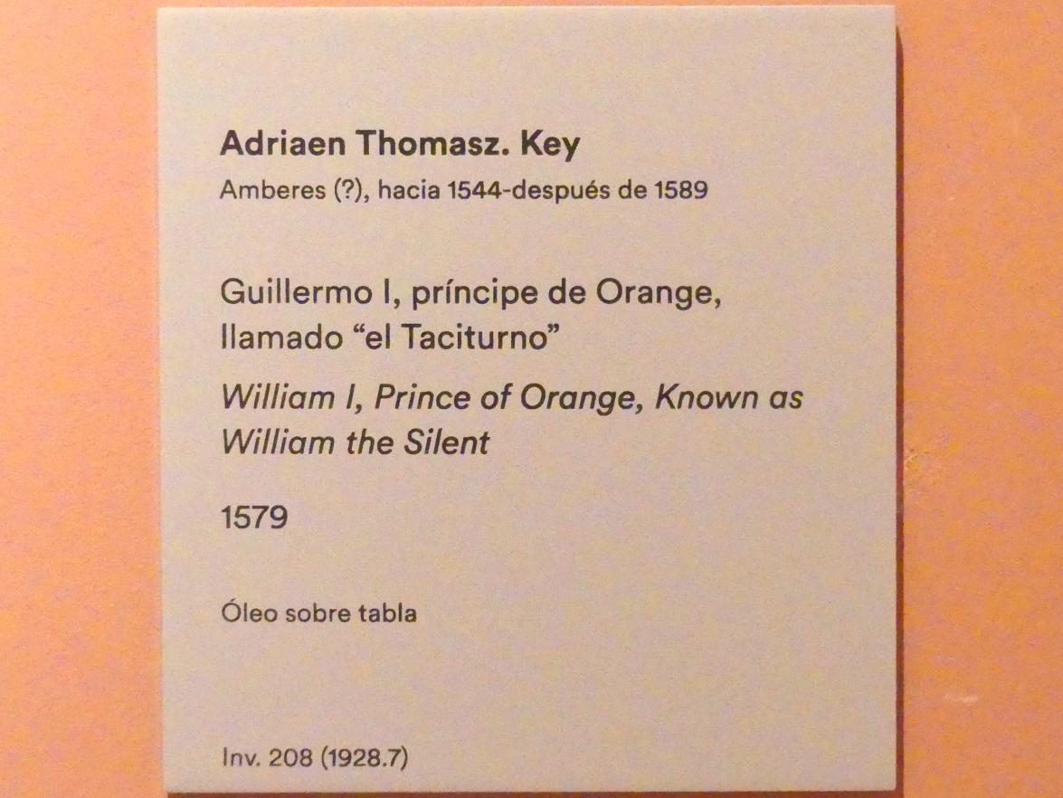 Adriaen Thomasz Key (1567–1579), Wilhelm I. von Oranien-Nassau (der Schweiger), Madrid, Museo Thyssen-Bornemisza, Saal 6, Galeria Villahermosa, 1579, Bild 2/2