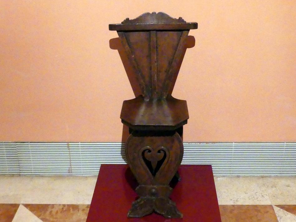 Sgabello (italienischer Hocker), Madrid, Museo Thyssen-Bornemisza, Saal 6, Galeria Villahermosa, 16. Jhd., Bild 2/4