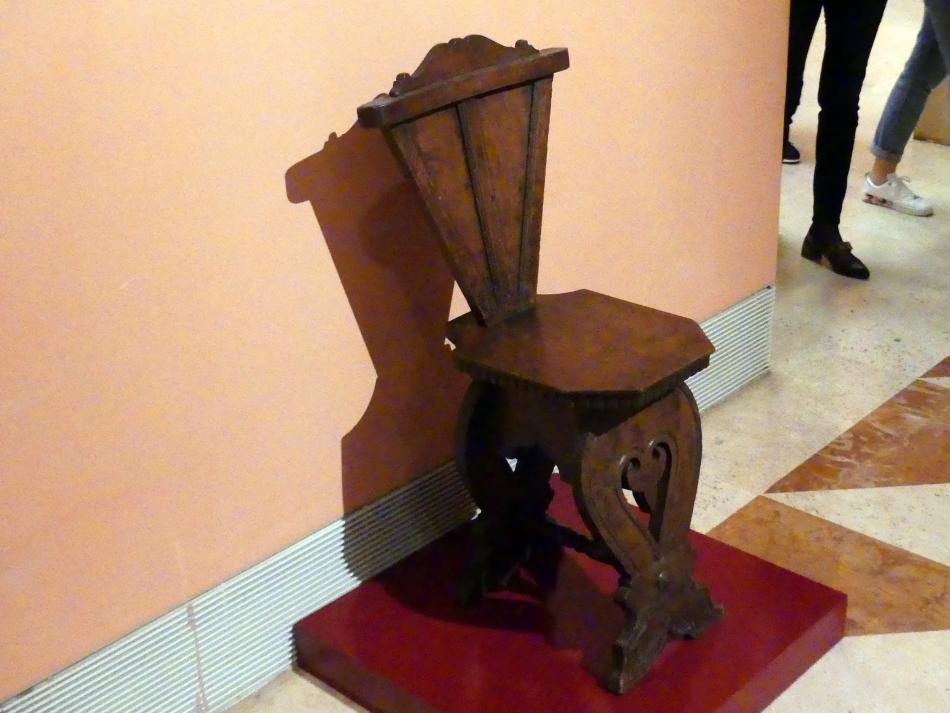 Sgabello (italienischer Hocker), Madrid, Museo Thyssen-Bornemisza, Saal 6, Galeria Villahermosa, 16. Jhd., Bild 3/4