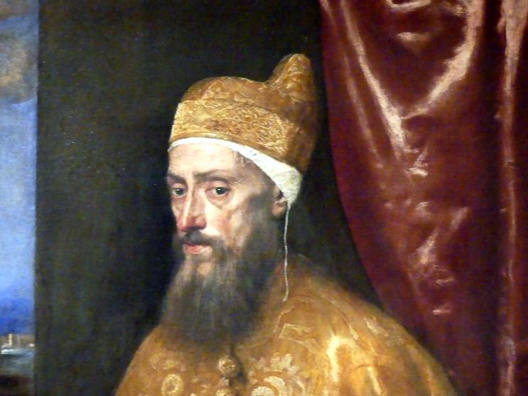 Tiziano Vecellio (Tizian) (1509–1575), Porträt des Dogen Francesco Venier, Madrid, Museo Thyssen-Bornemisza, Saal 7, italienische Malerei des 16. Jahrhunderts, um 1554–1556, Bild 2/3