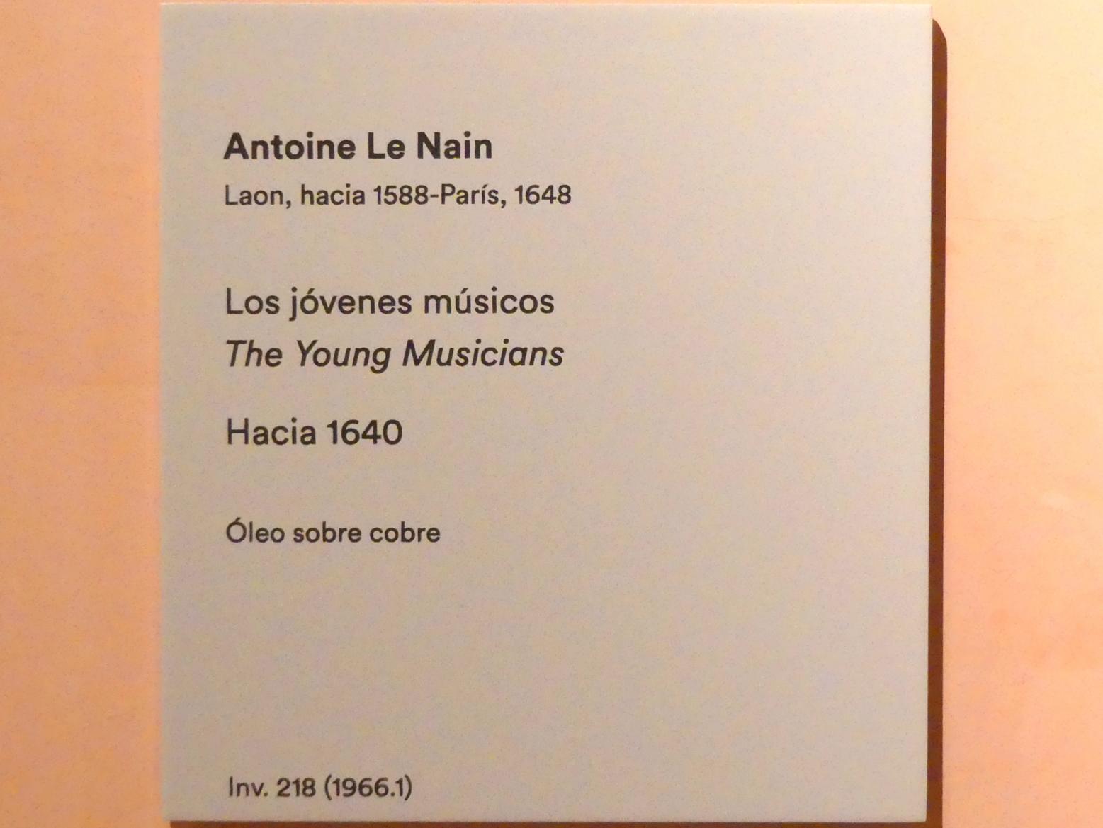 Antoine Le Nain (1640–1647), Die jungen Musiker, Madrid, Museo Thyssen-Bornemisza, Saal 13, italienische, französische und spanische Malerei des 17. Jahrhunderts, um 1640, Bild 2/2