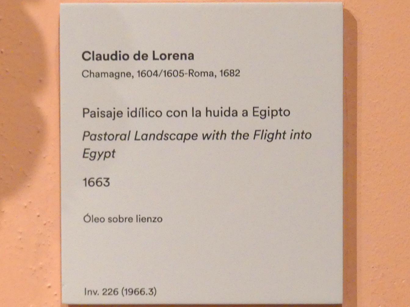 Claude Lorrain (Claude Gellée) (1628–1681), Landschaft mit der Flucht nach Ägypten, Madrid, Museo Thyssen-Bornemisza, Saal 13, italienische, französische und spanische Malerei des 17. Jahrhunderts, 1663, Bild 2/2