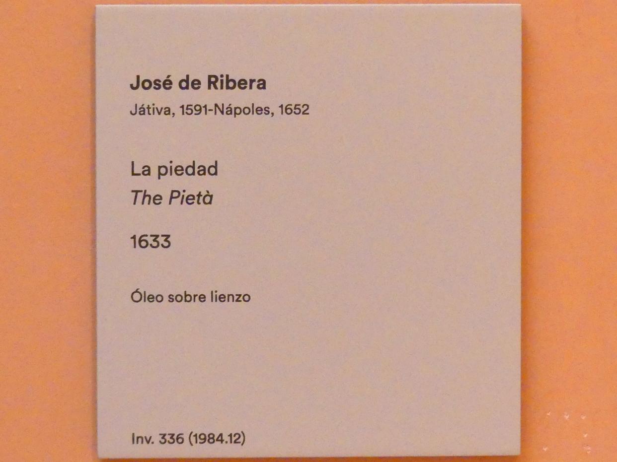 Jusepe de Ribera (1607–1650), Pietá, Madrid, Museo Thyssen-Bornemisza, Saal 12, Caravaggio und der Barock, 1633, Bild 2/2