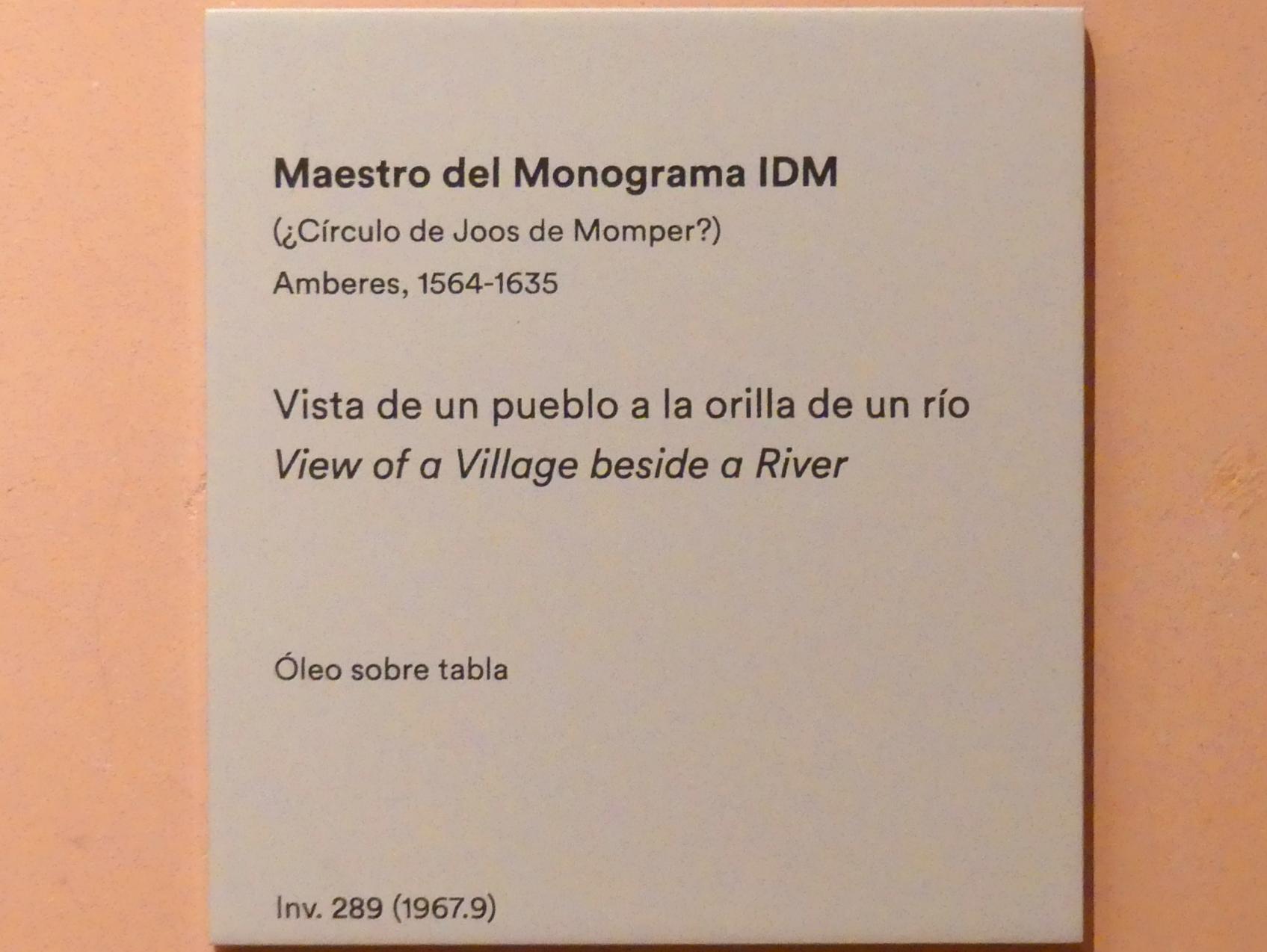 Meister des Monogramms IDM (Undatiert), Blick auf ein Dorf an einem Fluss, Madrid, Museo Thyssen-Bornemisza, Saal 19, flämische Malerei des 18. Jahrhunderts, Undatiert, Bild 2/2