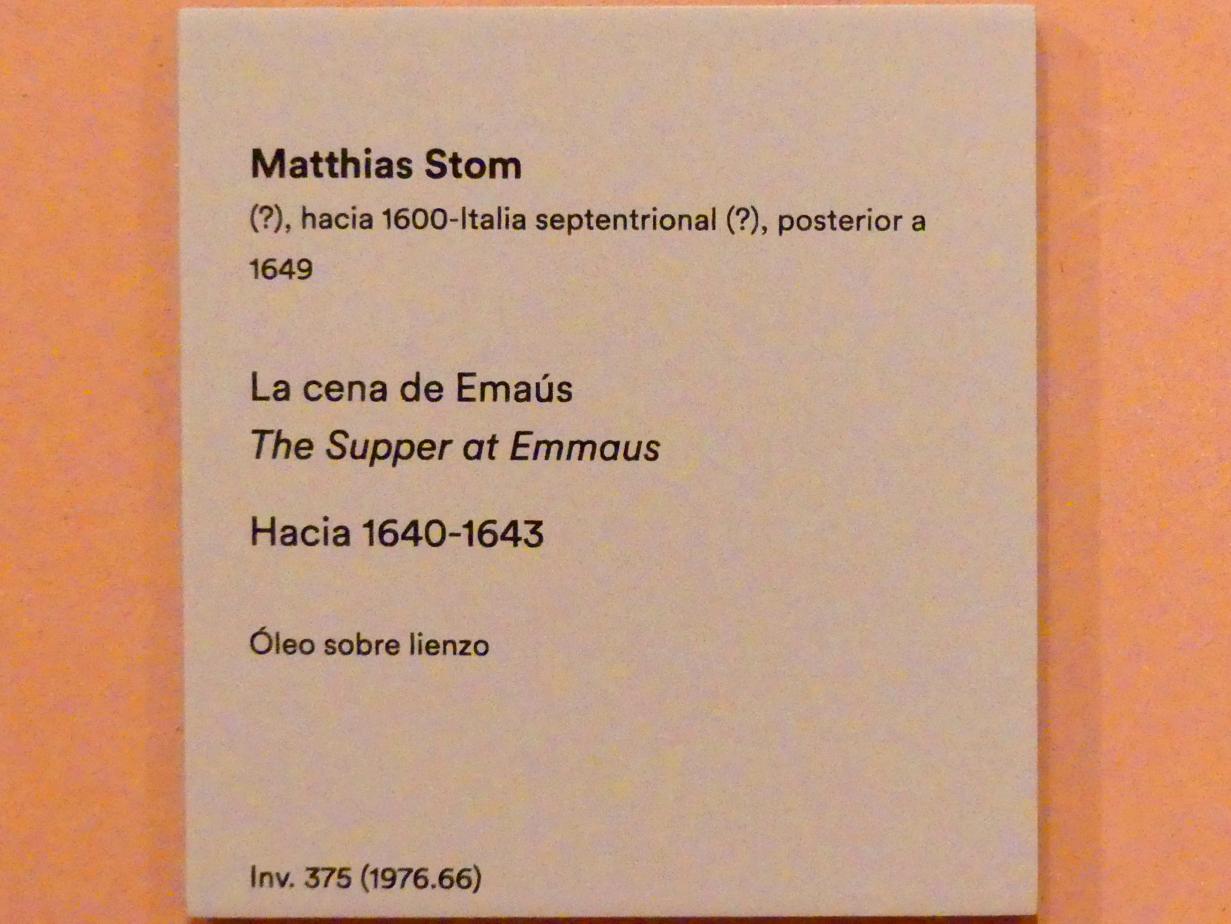 Matthias Stom: Abendmahl in Emmaus, um 1640 - 1643, Bild 2/2