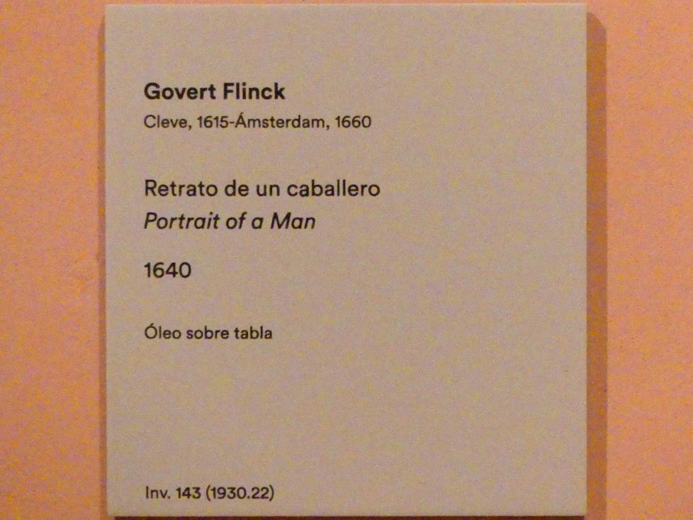 Govaert Flinck (1634–1645), Porträt eines Mannes, Madrid, Museo Thyssen-Bornemisza, Saal 21, niederländische Malerei des 17. Jahrhunderts, 1640, Bild 2/2