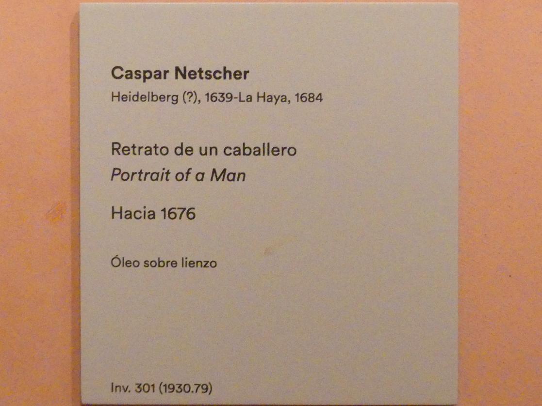 Caspar Netscher (1664–1684), Porträt eines Mannes, Madrid, Museo Thyssen-Bornemisza, Saal 21, niederländische Malerei des 17. Jahrhunderts, um 1676, Bild 2/2