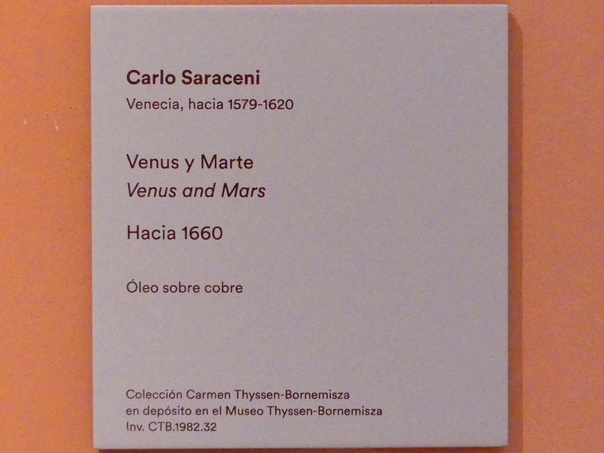 Carlo Saraceni (1598–1617), Venus und Mars, Madrid, Museo Thyssen-Bornemisza, Saal A, italienische Malerei des 17. Jahrhunderts, um 1600, Bild 2/2