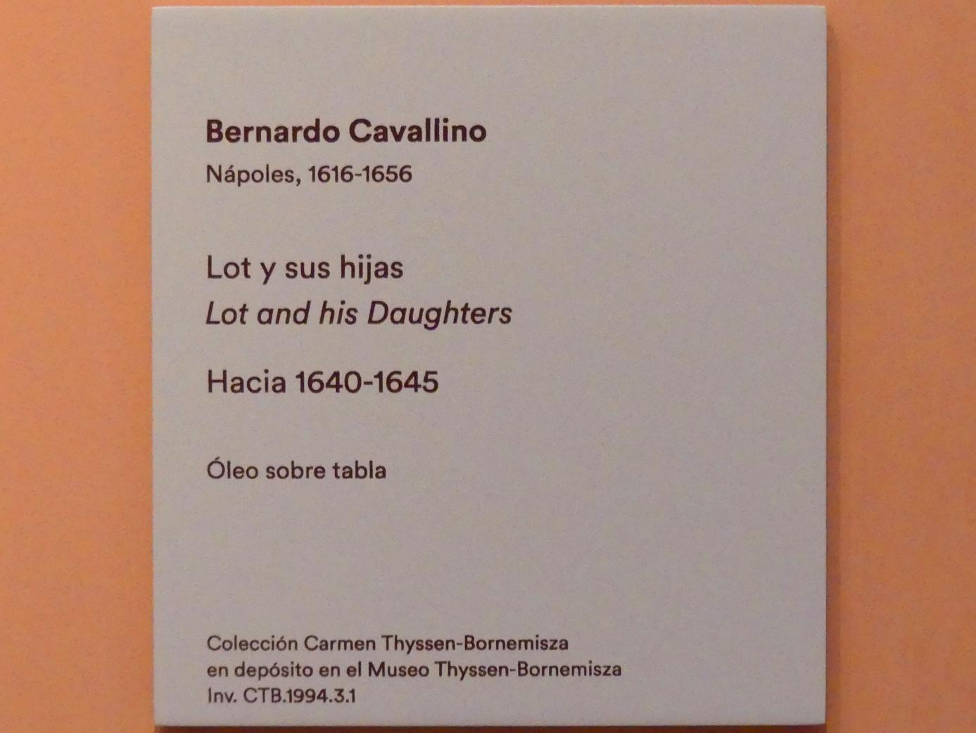 Bernardo Cavallino (1640–1650), Lot und seine Töchter, Madrid, Museo Thyssen-Bornemisza, Saal A, italienische Malerei des 17. Jahrhunderts, um 1640–1645, Bild 2/2