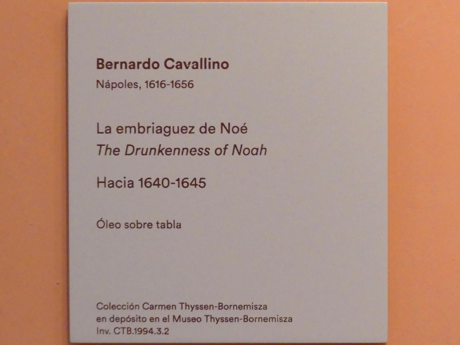 Bernardo Cavallino (1640–1650), Die Trunkenheit Noahs, Madrid, Museo Thyssen-Bornemisza, Saal A, italienische Malerei des 17. Jahrhunderts, um 1640–1645, Bild 2/2