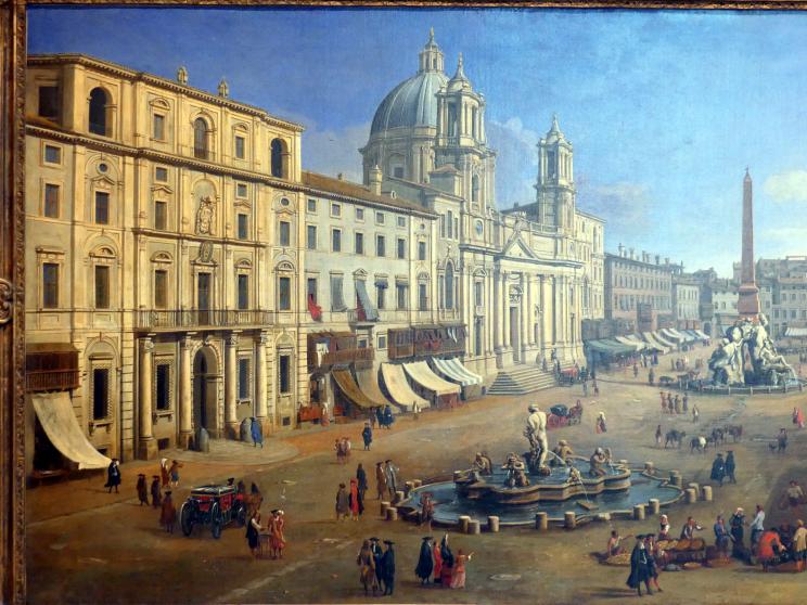 Gaspar Adriaensz. van Wittel (Gaspare Vanvitelli) (1693–1711), Piazza Navona in Rom, Madrid, Museo Thyssen-Bornemisza, Saal C, Galerie der Ansichten und Landschaften des 18. und 19. Jahrhunderts, 1699, Bild 2/6
