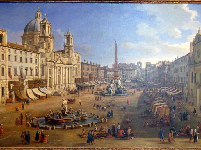 Gaspar Adriaensz. van Wittel (Gaspare Vanvitelli) (1693–1711), Piazza Navona in Rom, Madrid, Museo Thyssen-Bornemisza, Saal C, Galerie der Ansichten und Landschaften des 18. und 19. Jahrhunderts, 1699, Bild 3/6