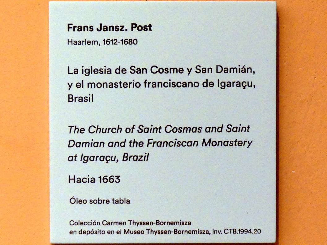 Frans Post (1638–1665), Kirche Sankt Cosmas und Damian und das Franziskanerkloster in Igarassu, Madrid, Museo Thyssen-Bornemisza, Saal C, Galerie der Ansichten und Landschaften des 18. und 19. Jahrhunderts, um 1663, Bild 2/2