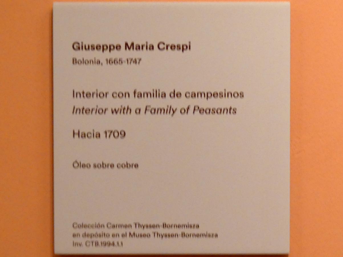Giuseppe Maria Crespi (Spagnuolo) (1697–1733), Interieur mit einer Bauernfamilie, Madrid, Museo Thyssen-Bornemisza, Saal D, Malerei des 17. Jahrhunderts, um 1709, Bild 2/2