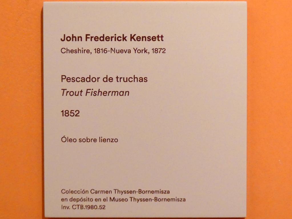 John Frederick Kensett (1852–1872), Forellenfischer, Madrid, Museo Thyssen-Bornemisza, Saal E, nordamerikanische Malerei des 19. Jahrhunderts, 1852, Bild 2/2