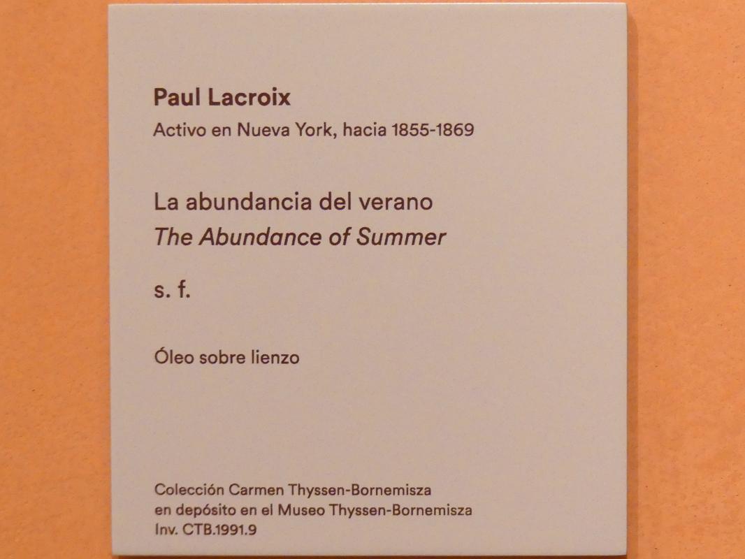 Paul Lacroix (Undatiert), Die Fülle des Sommers, Madrid, Museo Thyssen-Bornemisza, Saal F, nordamerikanische Malerei des 19. Jahrhunderts, Undatiert, Bild 2/2