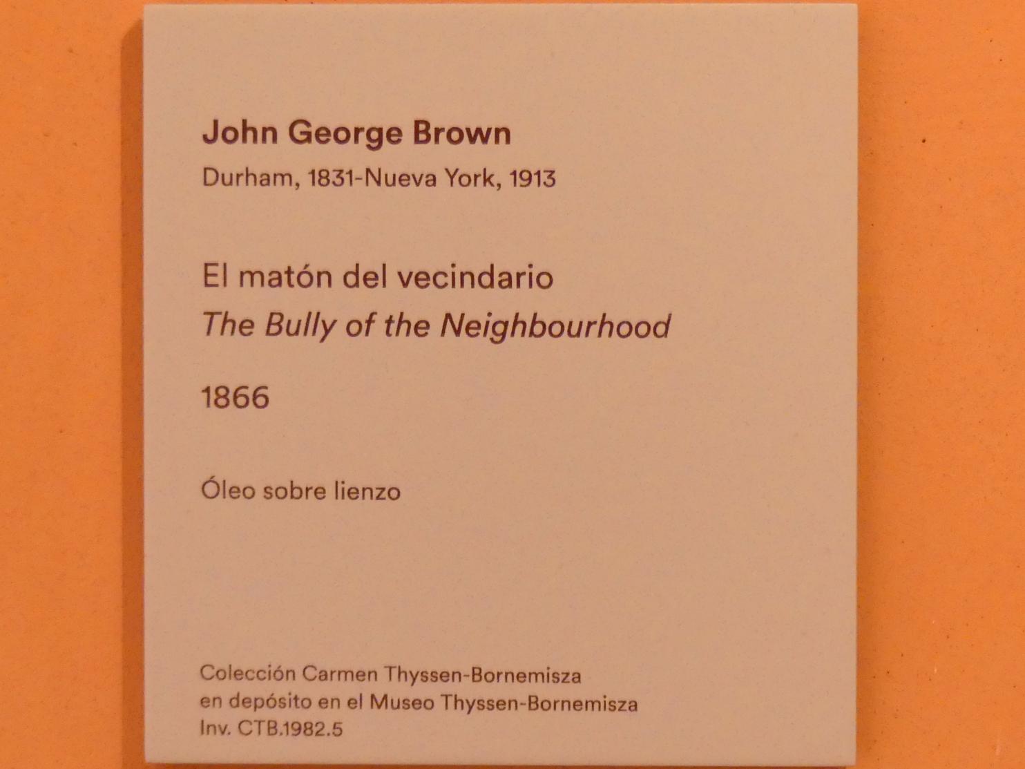 John George Brown (1866–1884), Der Raufbold aus der Nachbarschaft, Madrid, Museo Thyssen-Bornemisza, Saal F, nordamerikanische Malerei des 19. Jahrhunderts, 1866, Bild 2/2