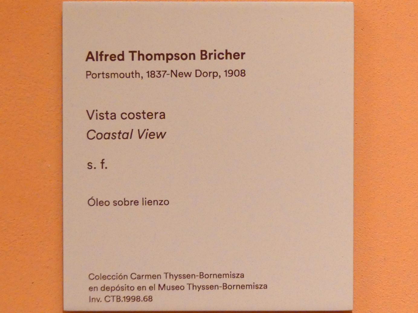 Alfred Thompson Bricher (1871–1885), Küstenansicht, Madrid, Museo Thyssen-Bornemisza, Saal F, nordamerikanische Malerei des 19. Jahrhunderts, Undatiert, Bild 2/2