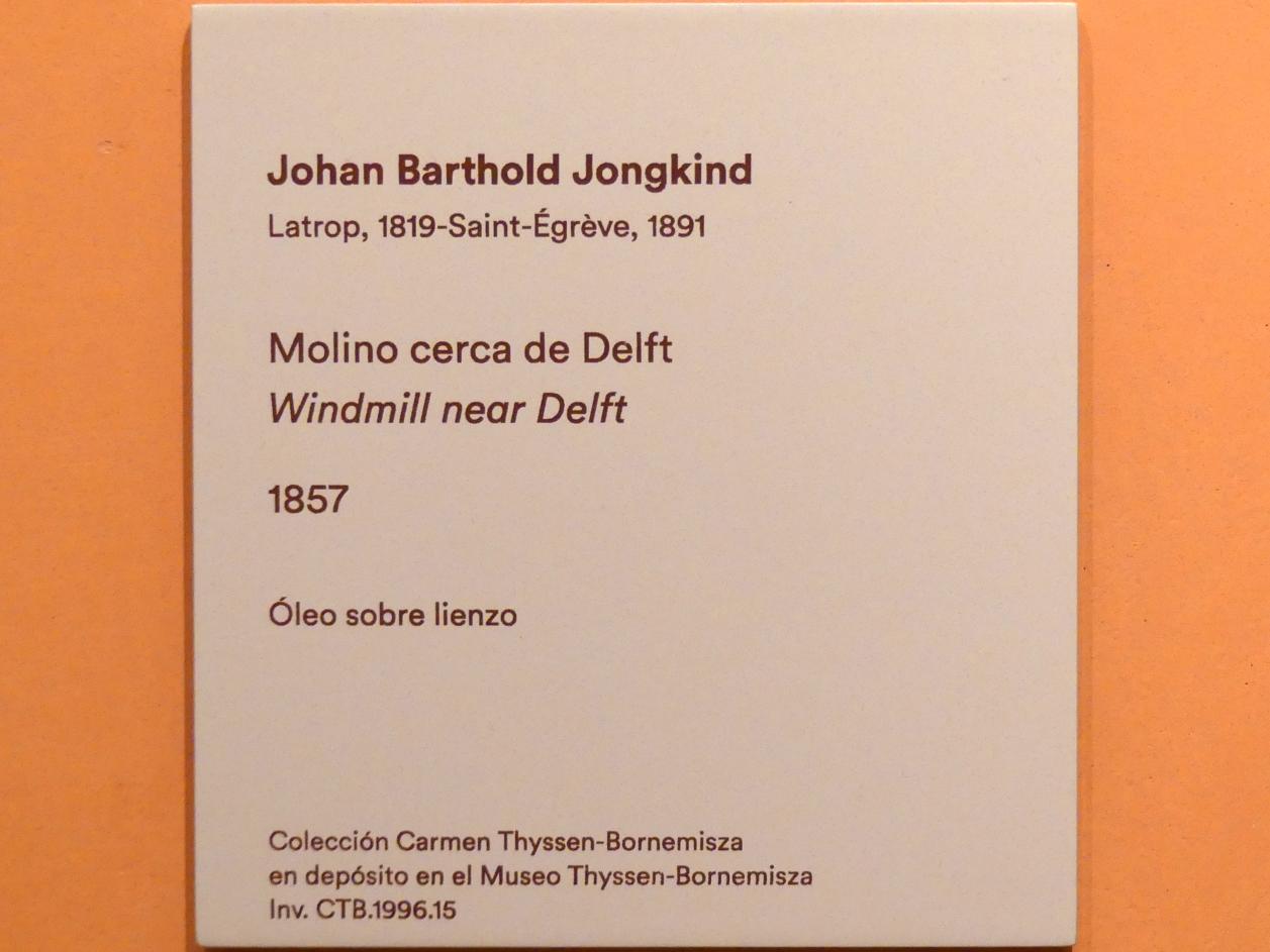 Johan Barthold Jongkind (1854–1877), Windmühle bei Delft, Madrid, Museo Thyssen-Bornemisza, Saal G, europäische Malerei des 19. Jahrhunderts, 1857, Bild 2/2